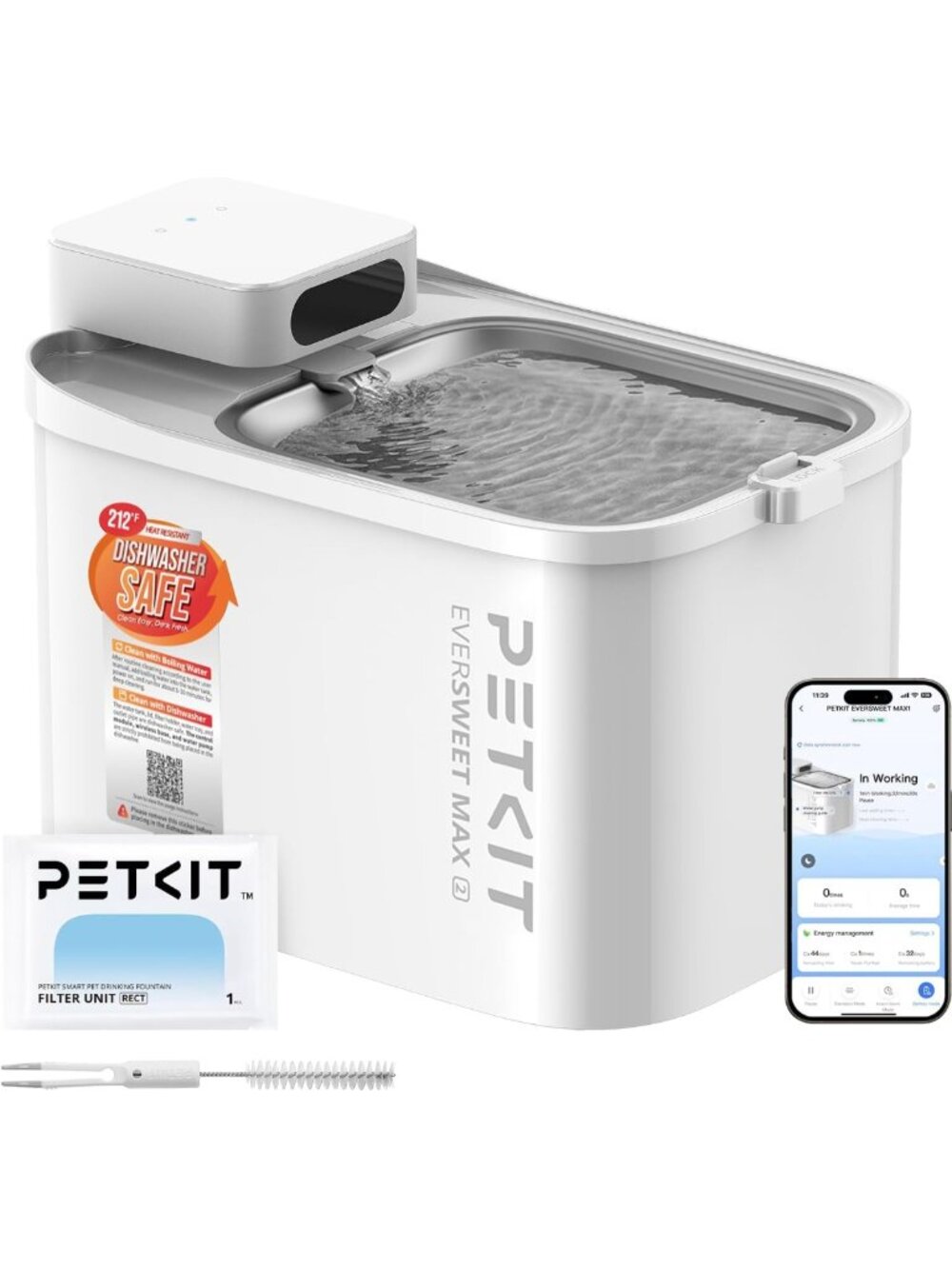 Automatic Cat Water Fountain - 3L Dishwasher Safe, Cordless, Motion Sensor
